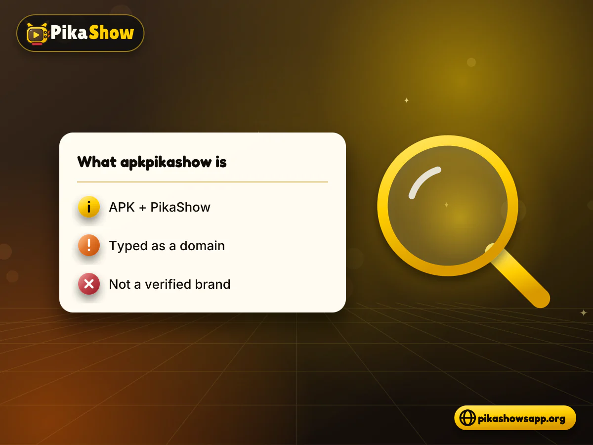 What apkpikashow means Search box showing apkpikashow split into the words APK and PikaShow