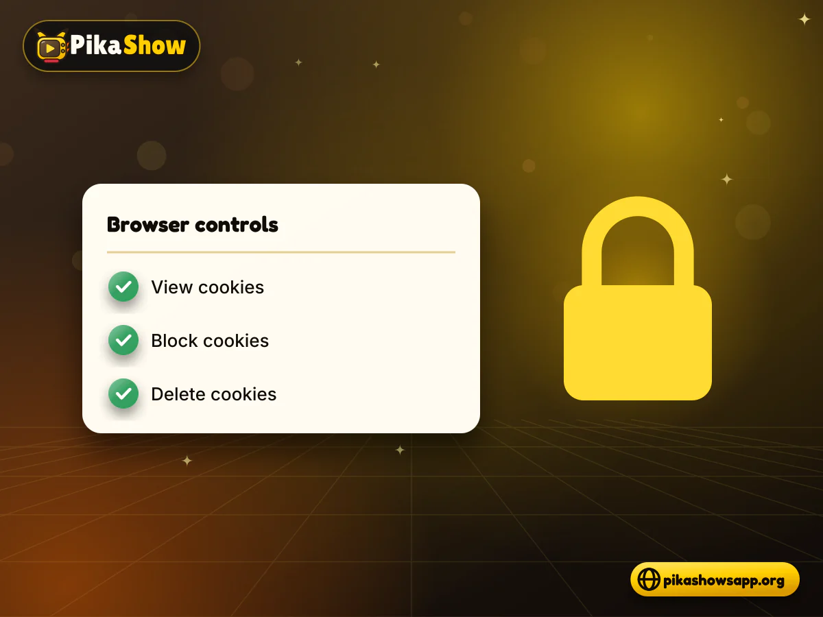 Browser cookie controls Browser controls document for viewing, blocking and deleting cookies beside a lock icon