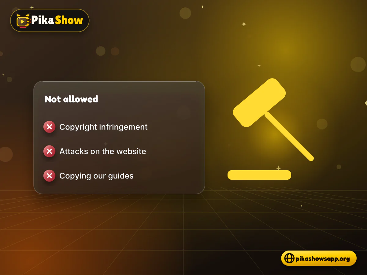 Checklist rejecting copyright infringement, website attacks and copying guides beside a gavel