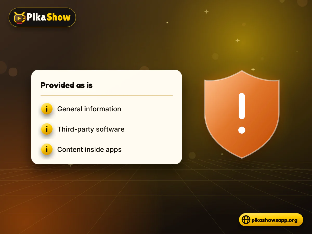 Provided as is document for general information and third-party content beside a warning shield